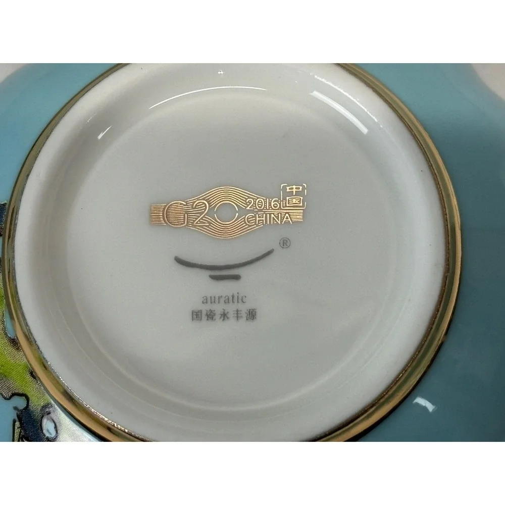 Lady Turquioa Bowlset from Banquet of G20 Summit 2016 4 Pc Tea Set Saucer Lid